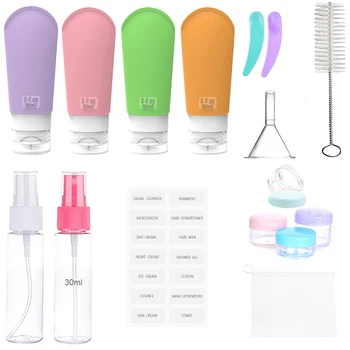 16 Упаковок Многоразового использования, прочный шампунь для туалетных принадлежностей, пластиковый пакет для мытья тела, Сжимаемые Портативные Многоцветные Герметичные дорожные бутылочки