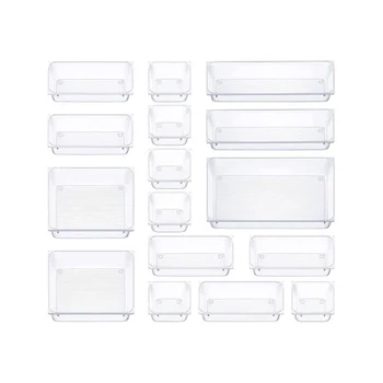 16 ШТ. Пластиковый органайзер для ящиков, ящики для хранения, Прозрачные разделители ящиков, Лотки для косметики, ювелирных изделий