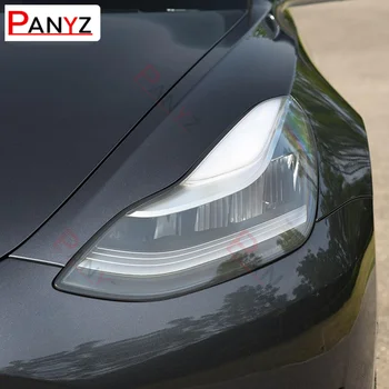 2 шт. Для автомобильной фары Tesla модели 3 X Y S Дымчато-черная защитная пленка, прозрачная наклейка из ТПУ против царапин