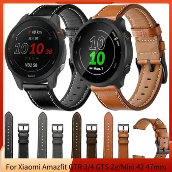 20-22 мм Кожаный Ремешок Для Часов Xiaomi Amazfit GTR 3/4 GTS 2e/Mini 42-47 мм Браслет GTS3 GTR3 Pro Smartwatch Браслет Для Часов