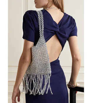2021 Новая женская сумка через плечо с серебряной кисточкой, вышитая бисером, Нишевый дизайн, Винтажная Тканая сумка ручной работы, вышитая бисером, Модные кошельки