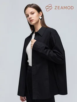 2023 ZEAMOD Модные женские полуразрезные повседневные однотонные рубашки и куртки