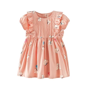 2023 г. Для маленьких девочек, милое платье с длинными рукавами, хлопковая повседневная одежда с цветочным рисунком, красивые платья для малышей 0-3 лет