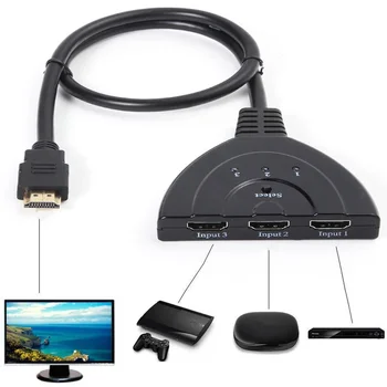 3 Порта 4K HDMI-совместимый Разветвитель HD 1080p 3D ТВ Адаптер 3 Входа 1 Выход Автоматический Переключатель Кабельный Концентратор Коробка Для DVD HDTV PS3