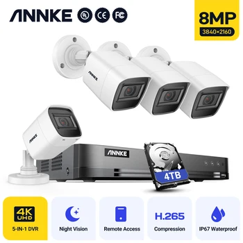 Annke H.265 Pro + 8K 4CH NVR 8MP Poe Камера Система ВИДЕОНАБЛЮДЕНИЯ с Объективом 2,8 мм Обнаружение Человека и Транспортного Средства Защита Камеры Видеонаблюдения