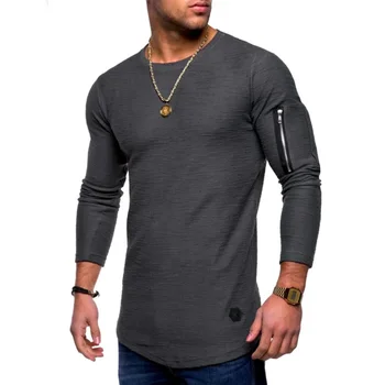 B1630 новая футболка, мужская весенне-летняя футболка, мужская хлопковая футболка с длинными рукавами для бодибилдинга, складная