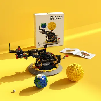 BuildMoc Earth 4477 Moon And Sun Orrery Набор Строительных Блоков World Planetary Motion Creativity Bricks Идея Игры Игрушки Для Детей
