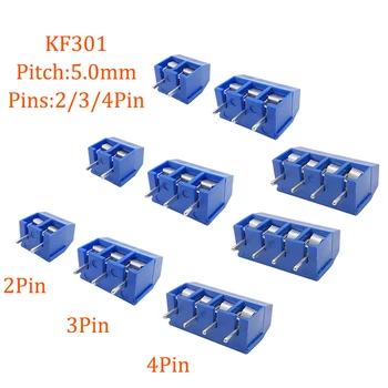 KF301 2P 3P 4P Клеммная колодка с винтовой проволокой 5 мм KF301-2P KF301-3/4 P Шаг 5,0 мм Прямой Штыревой Соединяемый Разъем для подключения кабеля печатной платы