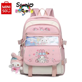 Miniso Sanrio 2024 Новая Студенческая Школьная сумка Модный Высококачественный Нейлоновый Женский рюкзак С Рисунком Большой Емкости Для Девочек