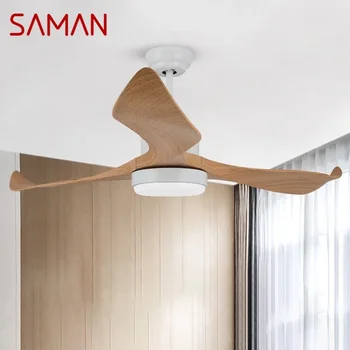 SAMAN Nordic LED Fan Light Современный минимализм, ресторан, гостиная, кабинет, потолочный вентилятор, Дистанционный Электрический вентилятор.