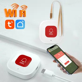 Tuya Smart WiFi Тревожная Кнопка Sos, Встроенный Аккумулятор, Сигнализация Для Пожилых людей/Беременных Женщин / Детей, Приложение Для Зарядки через Usb, Оповещение