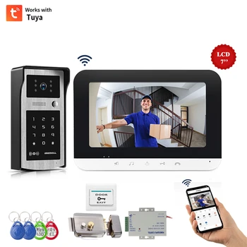 WIFI видеодомофон для дома Tuya smart Проводной видеодомофон Камера 1080P RFID домофон для квартиры