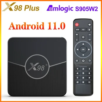 X98 Plus Amlogic S905W2 Android 11 Smart Tv Box Четырехъядерный 2,4 G и 5,8 G Двойной Wifi 4k AV1 100M 4 ГБ 32 ГБ 64 ГБ телеприставка Медиаплеер