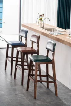 xx140 Барный стул из твердого дерева в скандинавском стиле, винтажный барный стул для кафе, повседневный креативный барный стул, американский домашний стул