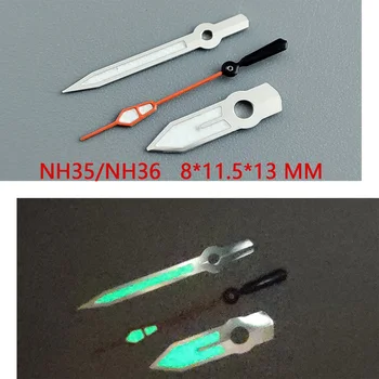 Аксессуары для часов стрелка часов NH35 стрелки серебряные стрелки зеленые супер светящиеся, подходят для механизма NH35, NH36 A24