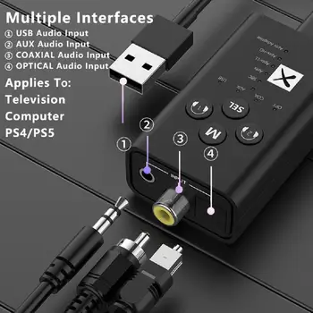 Аудиопередатчик 5.2, совместимый с Bluetooth, с низкой задержкой Поддерживает Оптоволоконный коаксиальный аудиоадаптер Usb Aux 2-в-1 Aptx T9