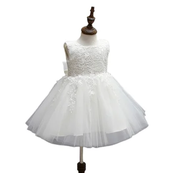 Белые платья для Первого причастия для девочек, фирменные тюлевые кружевные платья для младенцев и малышей, нарядное платье цветочницы для свадеб и дней рождения