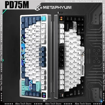 Беспроводная механическая игровая клавиатура Metapanda Pd75m Metaphyuni с 3 режимами Bluetooth, аксессуар из алюминиевого сплава для компьютерных подарков