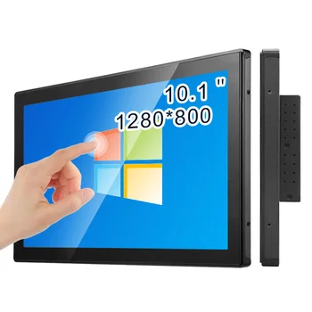 Дешевый 10,1-дюймовый 1280 * 800 Водонепроницаемый Плоский Емкостный Сенсорный монитор с сенсорным экраном, Настенный Промышленный дисплей с VGA, HDMI, USB