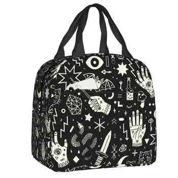Женская сумка для ланча с изоляцией от ведьмы на Хэллоуин, сумка-холодильник для ланча, сумка для работы, школы, контейнера для еды для пикника, сумка-тоут