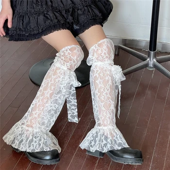 Женские сетчатые гетры из прозрачного кружева, сетчатые рукава для ног с принтом звезд, Кружевные носки для дискотеки