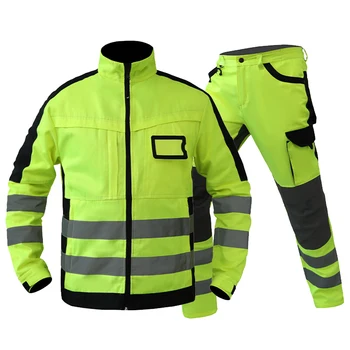 Защитные рабочие костюмы, светоотражающая куртка и брюки с высокой видимостью, комплект для мужчин, спецодежда Hi Vis, рабочая одежда для мужчин-электриков