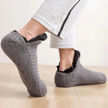 Зимние носки до щиколотки, Однотонные Удобные Толстые носки для пола, простые теплые носки для взрослых, высококачественные мужские Женские носки для помещений