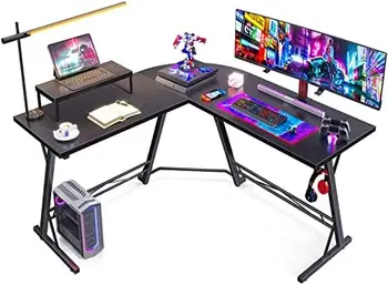 Игровой компьютерный стол L-образной формы, угловой стол для домашнего офиса с подставкой для монитора 58 дюймов, винтажный