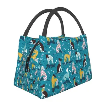 Изготовленные на заказ сумки для ланча Greyhound Dogwalk Для мужчин и женщин, термоохладители, изолированные ланч-боксы для поездок в офис