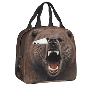 Изолированная сумка для ланча Angry Bear для женщин и мужчин, портативный Теплый холодильник, Термос для ланча, Детские Сумки для школьников, сумки для пикника