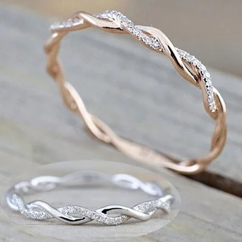 Изысканное кольцо с твердым бриллиантом, Юбилейное кольцо с виноградной лозой, простое кольцо Бесконечности, Обручальные кольца, ювелирные изделия