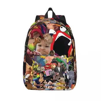 Коллекция интернет-мемов, коллажей, рюкзак для учащихся начальной и средней школы, сумка для книг, холщовый рюкзак для подростков, подарок