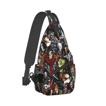 Коллекция персонажей фильмов ужасов, нагрудная сумка через плечо, мужской модный рюкзак на Хэллоуин для пеших прогулок