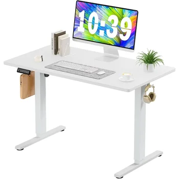 Компьютерный стол, регулируемый по высоте вертикальный офисный стол с соединительной доской, офисный компьютерный стол с 2 крючками и отверстиями для проволоки