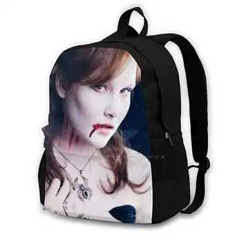Красивые школьные сумки-вампиры для девочек-подростков, дорожные сумки для ноутбука, женский портрет вампира на Хэллоуин, кровавый ужас, жуткий привидение