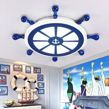 Креативная пиратская лодка Светодиодные потолочные светильники Детская комната Голубое освещение Средиземноморская столовая Кухня Спальня Кабинет Потолочные светильники