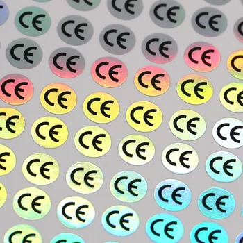 Круглая лазерная голографическая цветная самоклеящаяся этикетка CE, прозрачная водонепроницаемая наклейка диаметром 10 мм, можно настроить
