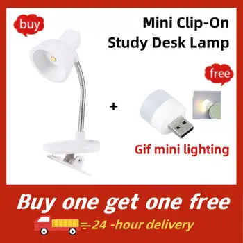 Мини-настольная лампа для учебы с креплением на батарейках, Гибкая Прикроватная тумбочка, Осветительные лампы, Светодиодная мини-лампа для чтения книг
