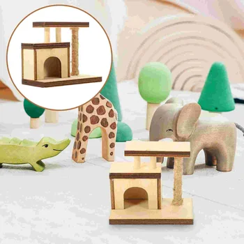 Миниатюрное кошачье дерево, кошачья башня, когтеточки из сизаля, модель платформы для прыжков, деревянная мебель для кукольного домика, украшение для игрового домика для котенка