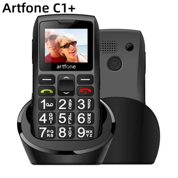 Мобильный телефон для пожилых людей Artfone C1 + с бесплатной зарядной док-станцией C1 С большой резиновой клавиатурой для пожилых людей, двумя Sim-картами, одной клавишей SOS FM 1400 мАч