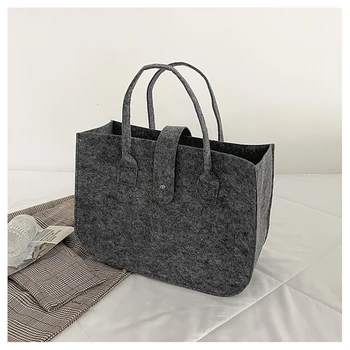 Модная брендовая женская зимняя сумка из войлочной ткани, ручная сумка, женская сумка-тоут большой емкости, женские однотонные дорожные кошельки для покупок