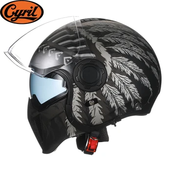 Модульный мотоциклетный полнолицевой шлем с открытым лицом, двойная точка объектива, одобренный ЕЭК, мужские и женские ретро-мотошлемы CYRIL OP12A