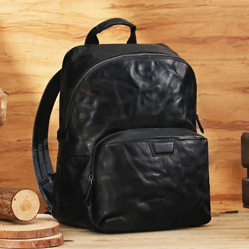 Мужской рюкзак для компьютера из кожи Чикаге большой емкости, простая короткая деловая дорожная сумка, многофункциональный легкий рюкзак