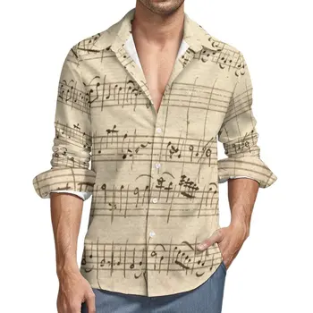 Музыкальная рубашка Note Song Повседневные рубашки с длинным рукавом, уличная одежда с графическим рисунком, блузки, осенние топы в стиле ретро оверсайз