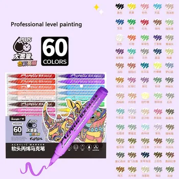 Набор Акриловых красок Guangbo Brush 12 ~ 60 цветов, Водонепроницаемая ручка для рисования граффити rotulador permanente Для металлокерамических перьев