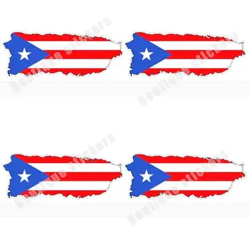 Набор виниловых наклеек с флагом Пуэрто-Рико из 4 предметов для автомобиля, велосипеда, грузовика, мотоцикла, ноутбука, Водонепроницаемый солнцезащитный крем против ультрафиолета