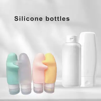 Набор силиконовых дорожных бутылочек из 4 мягких силиконовых бутылочек для хранения косметики в путешествиях, набор прессованных дозаторов объемом 90 мл