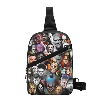 Нагрудная сумка через плечо с персонажем фильма ужасов на Хэллоуин, мужской повседневный рюкзак для пеших прогулок
