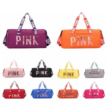 Новая водонепроницаемая женская спортивная сумка с розовым лазерным логотипом для переноски на ночь, выходных, путешествий, легкая большая сумка для занятий йогой