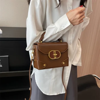 Новая горячая текстурированная однотонная сумка Colir Simple через плечо, модные повседневные сумки с клапаном для поездок на работу, маленькие квадратные сумки